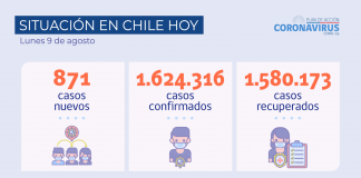 COVID-19: Se reportan 871 casos nuevos con 57.071 PCR y test de antígeno