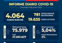 COVID-19 Con 75.979 exámenes PCR y test de antígenos a nivel nacional se reportan 4.064 casos nuevos